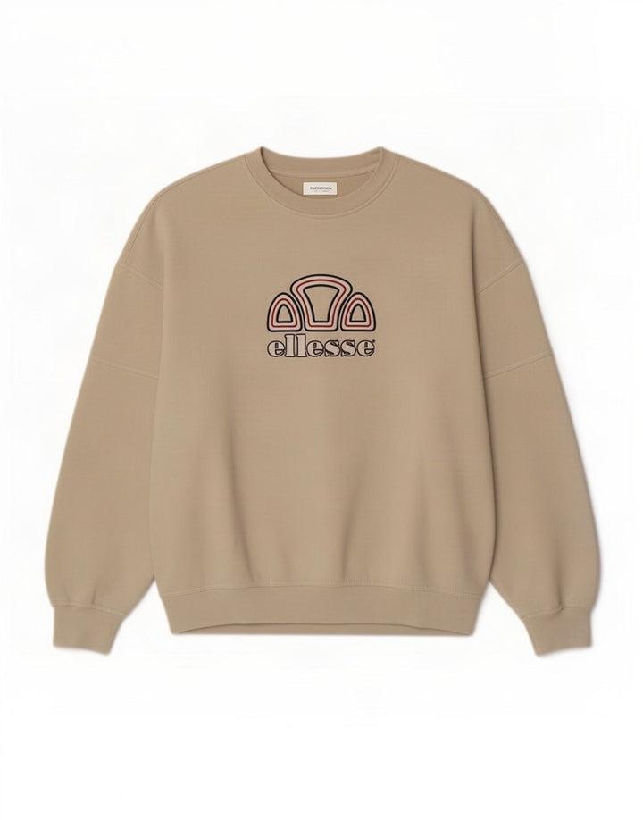 Ellesse Herre Grafisk Sweatshirt Jumper Stor Beige Polyester