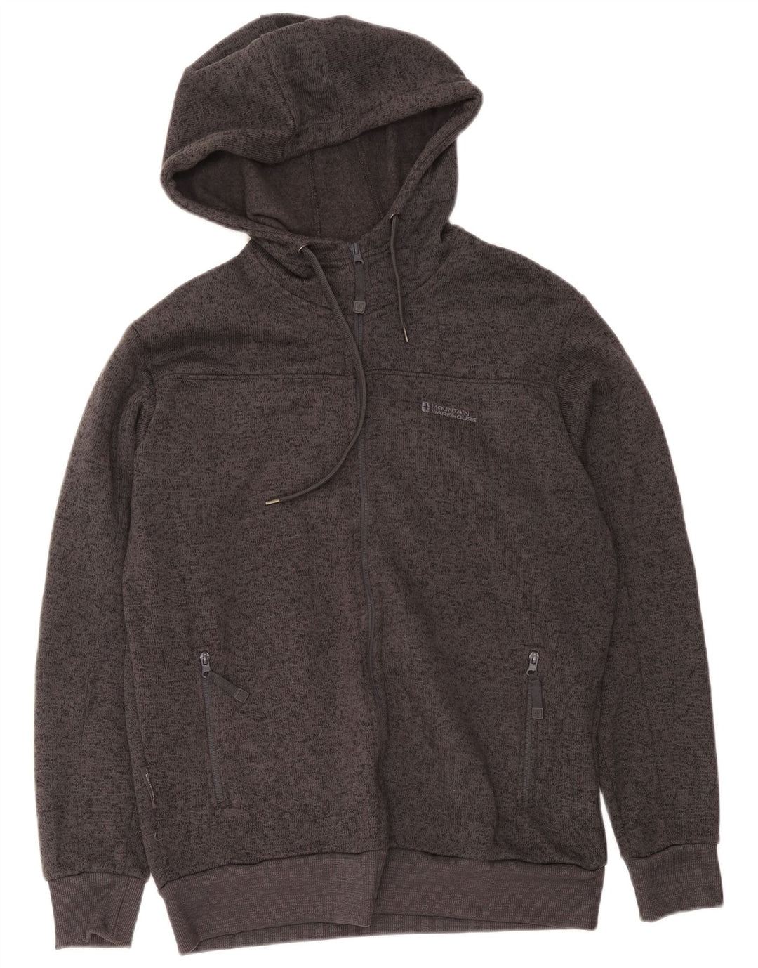 Mountain Warehouse Herre hættetrøje med lynlås, stor grå flækket polyester
