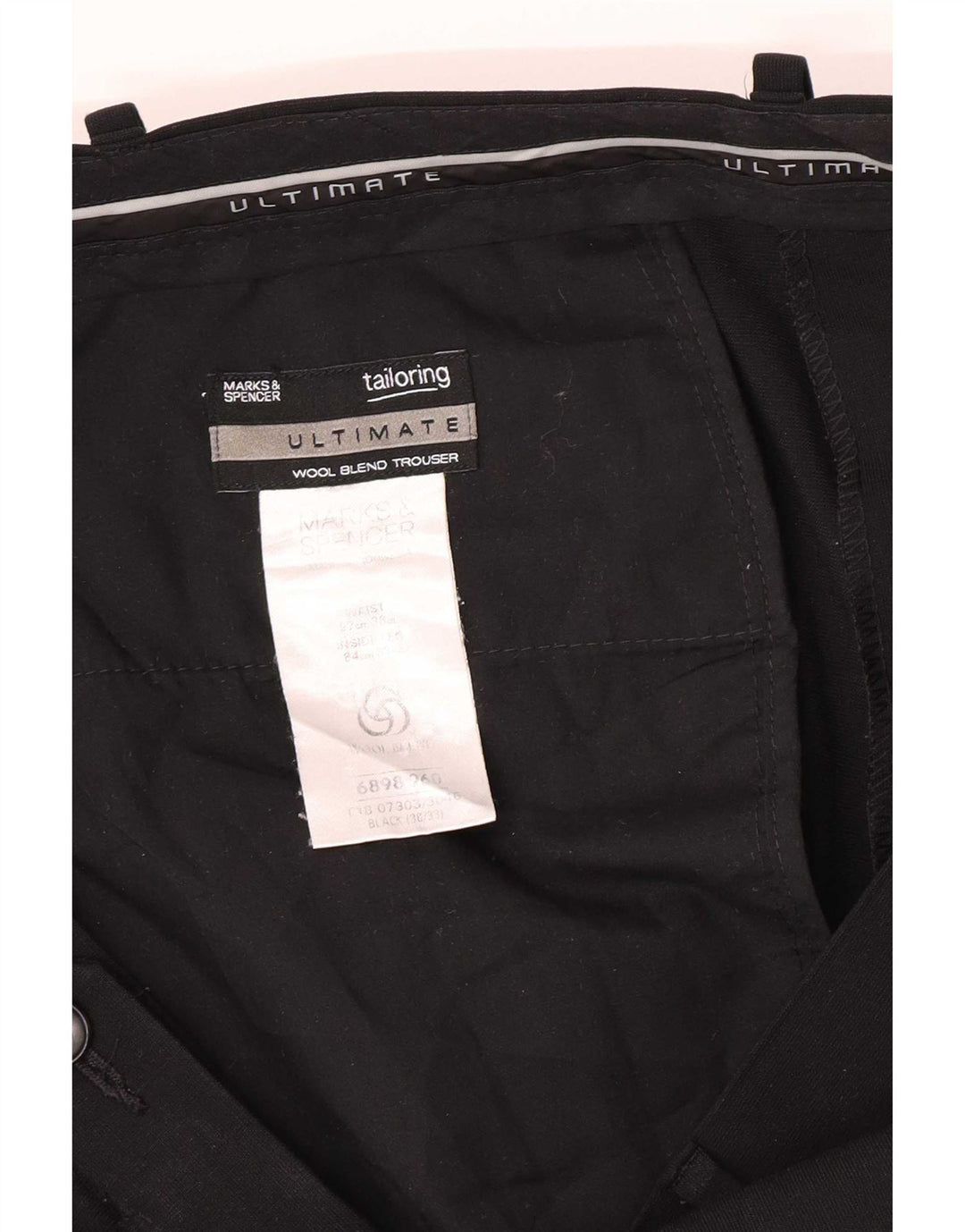Marks & Spencer Herre Regular Suit Bukser W38 L33 Sort Polyester