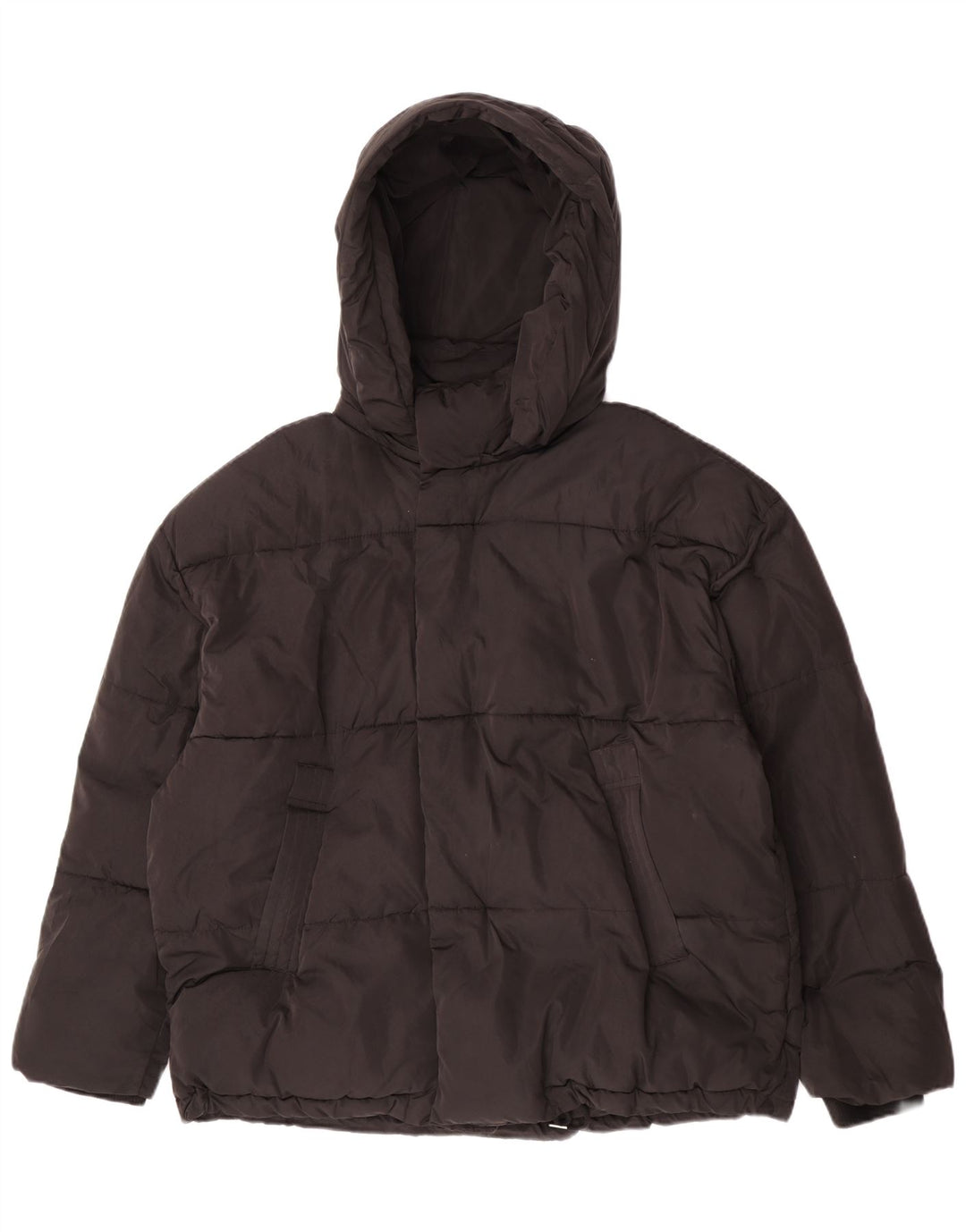 Zara Dame Hætte Polstret Jakke UK 42 XL Sort Polyester