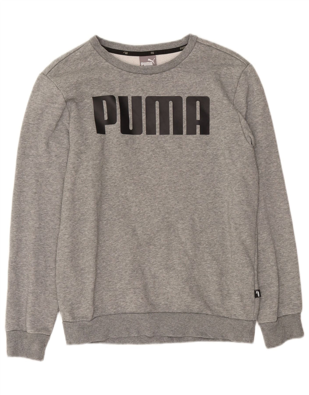Puma Graphic Sweatshirt Jumper UK 10 Small Grå Flecked Bomuld