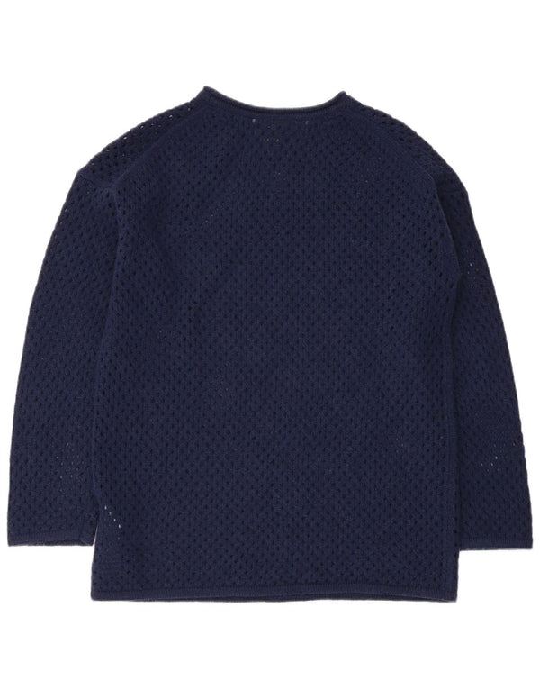 Massimo Dutti Dame Oversized Boat Neck Jumper Sweater UK 6 XS Navy Blue