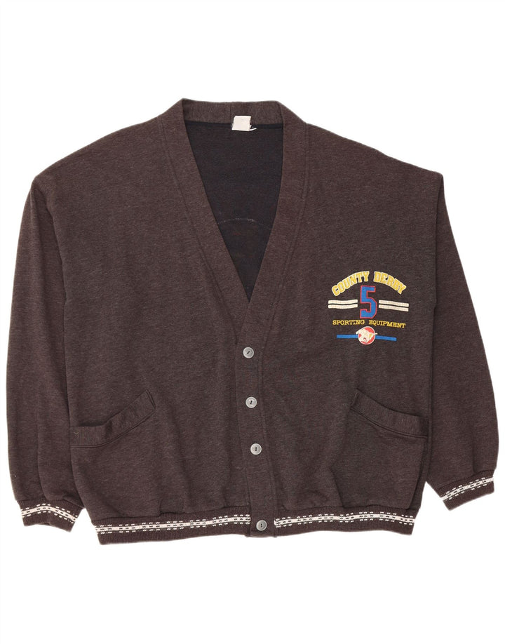 VINTAGE Herre grafisk cardigan sweater 2XL Grå