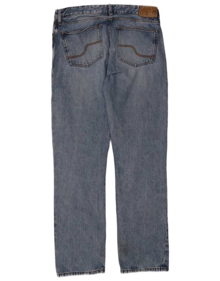 Fat Face Herre Distressed Straight Jeans W30 L34 Blå Bomuld