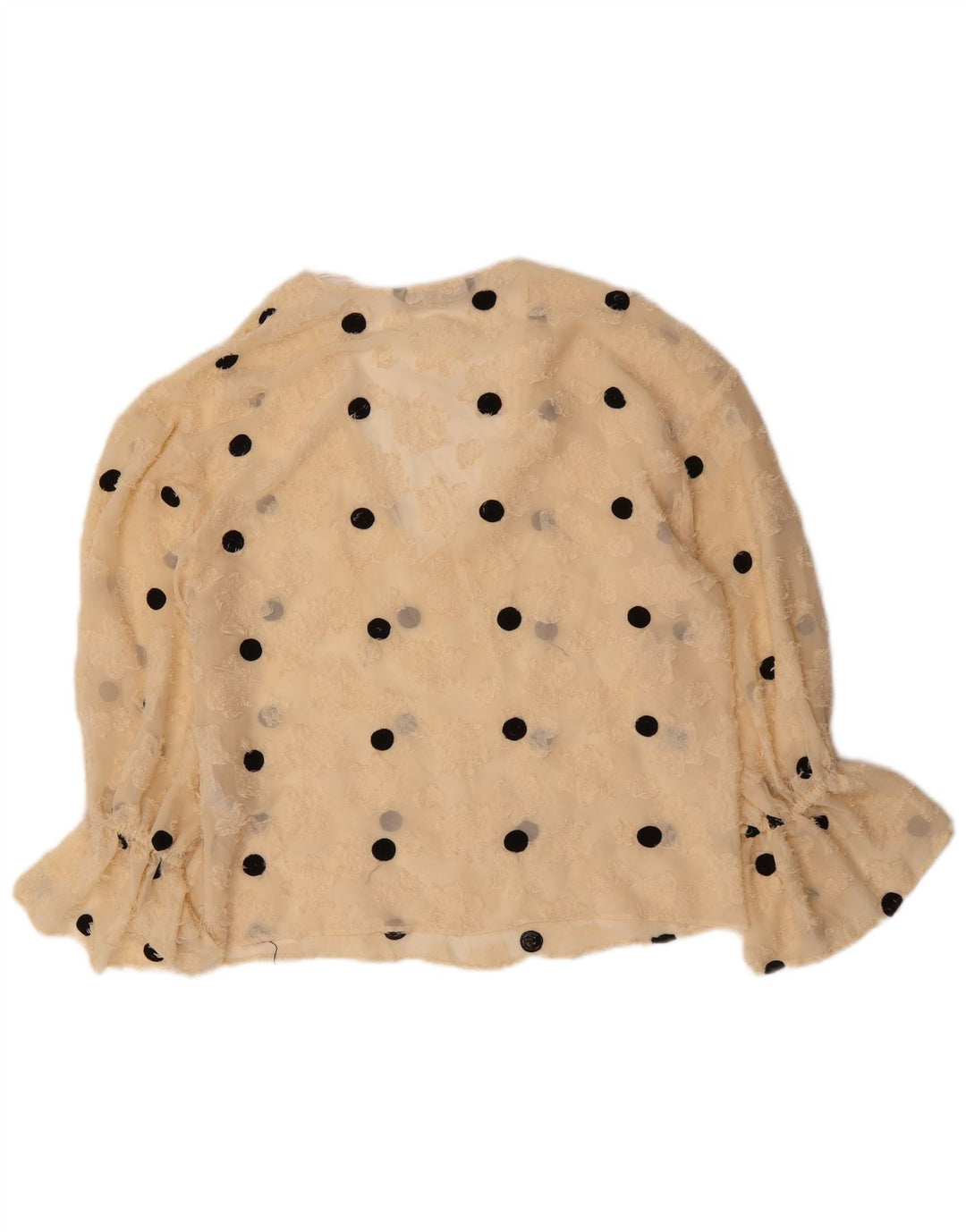 ZARA Womens Oversized See Through Top UK 6 XS Off White Polka Dot
