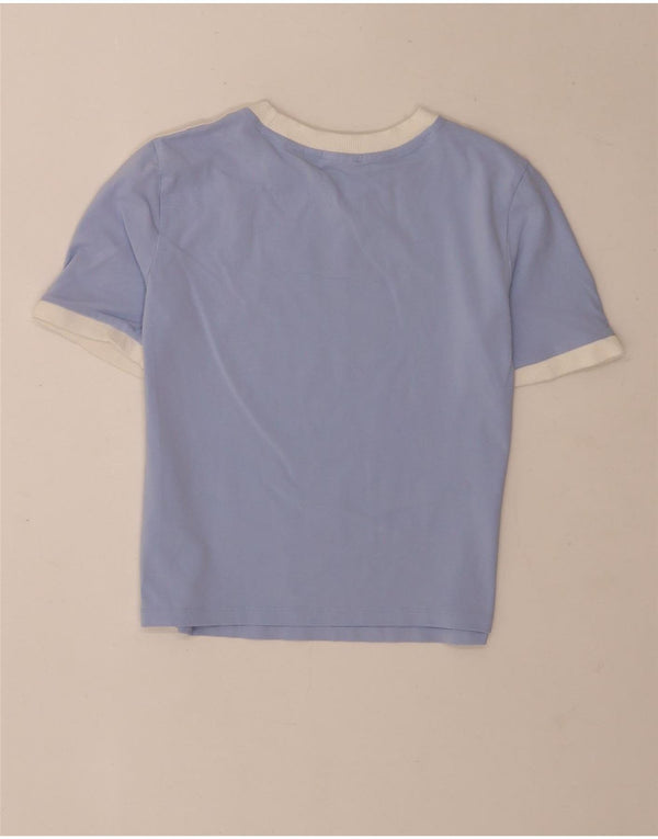 Adidas Womens Crop T-Shirt Top UK 12/14 Medium Blue Cotton