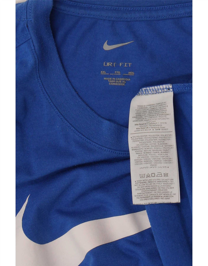 Nike Herre Dri Fit Grafisk T-Shirt Top 2XL Blå Polyester