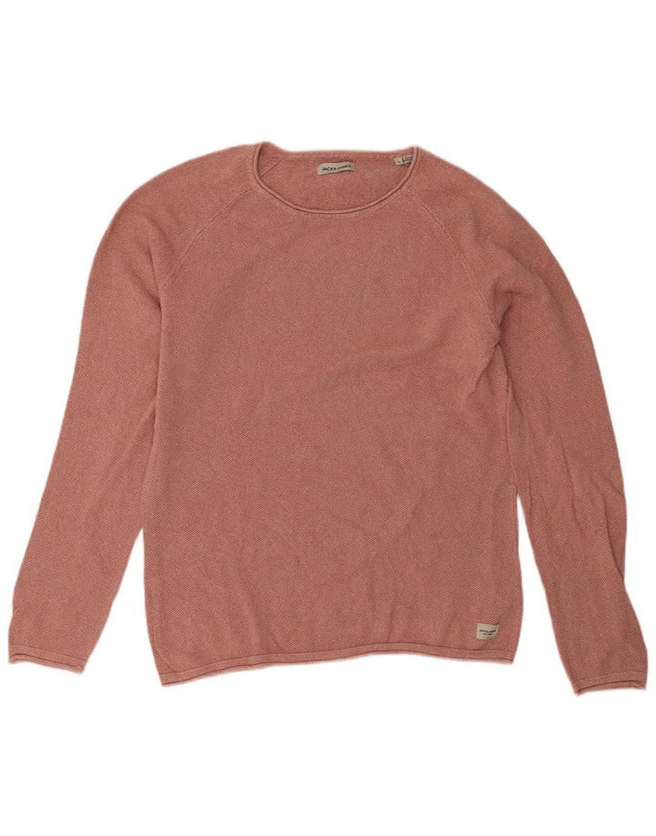 Jack & Jones Herre sweater med rund hals, stor pink bomuld