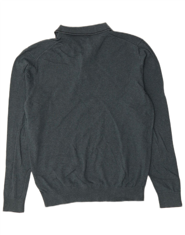 Marks & Spencer Herre Polo Neck Jumper Sweater Medium Grøn Bomuld