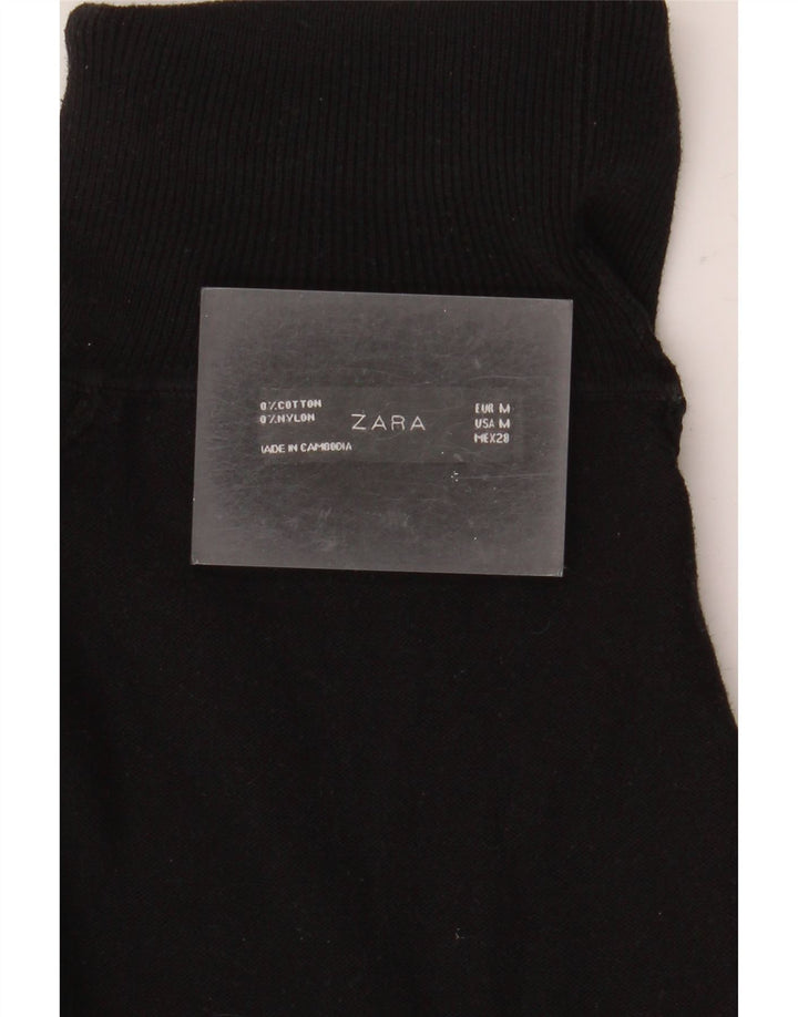 Zara Dame Rullehals Sweater UK 12 Medium Sort Bomuld