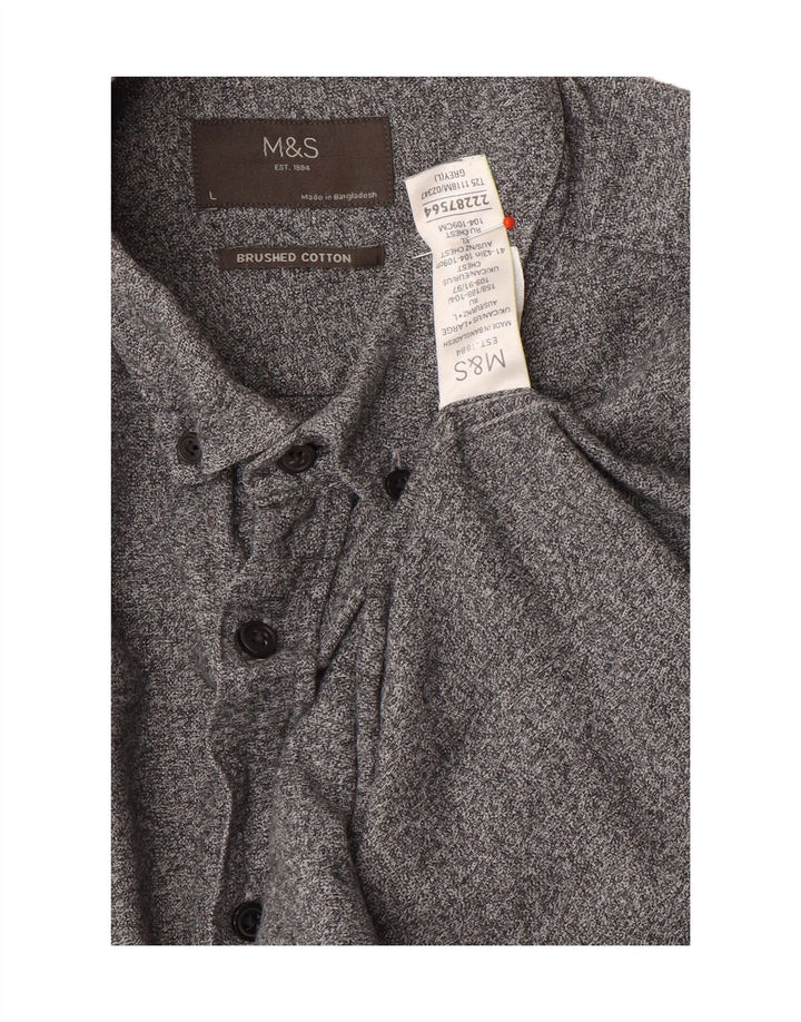Marks & Spencer Herre Flanellskjorte Stor Grå Bomuld