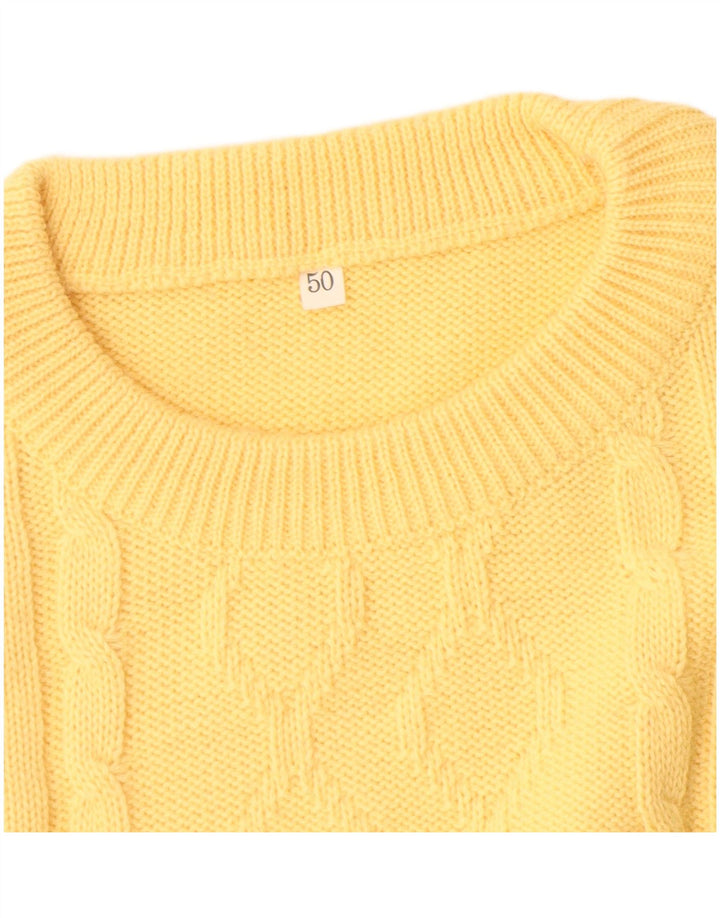 Vintage Herre Crew Neck sweater IT 50 Medium Yellow Wool