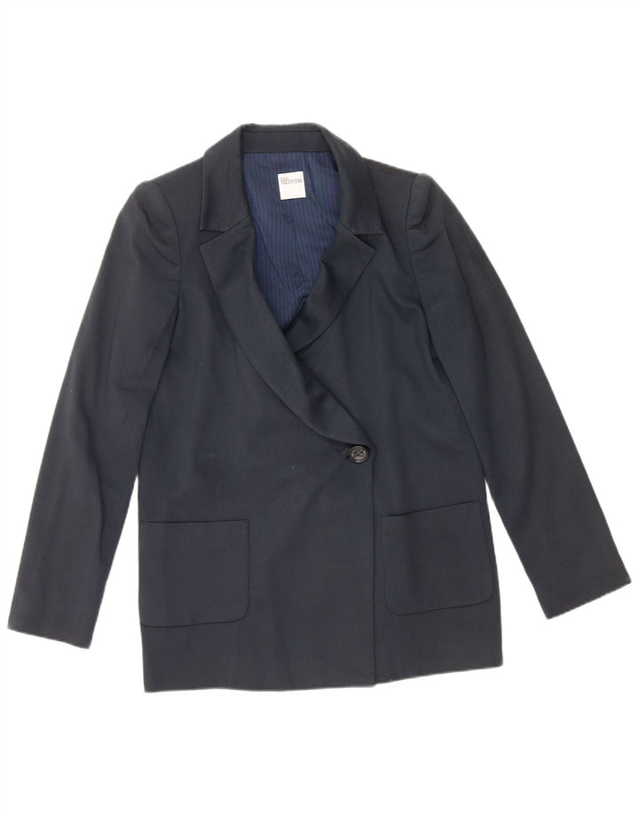 Rød Valentino Dame 1 Knap Blazer Jakke UK 12 Medium Navy Blue Bomuld