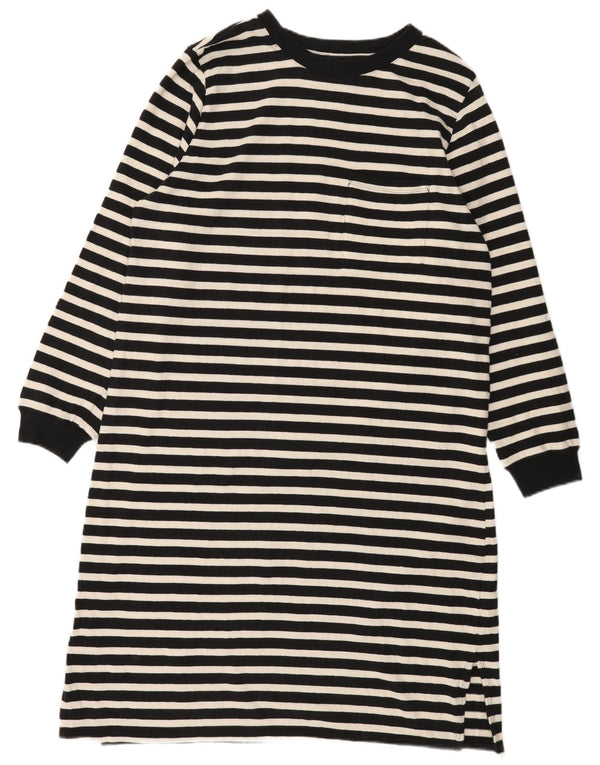 Marks & Spencer Dame Jumper Dress UK 14 Stor sort stribet bomuld