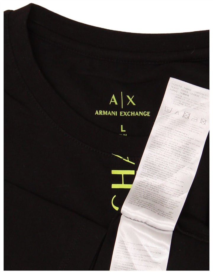 Armani Exchange Herre Grafisk T-Shirt Top Stor Sort Bomuld