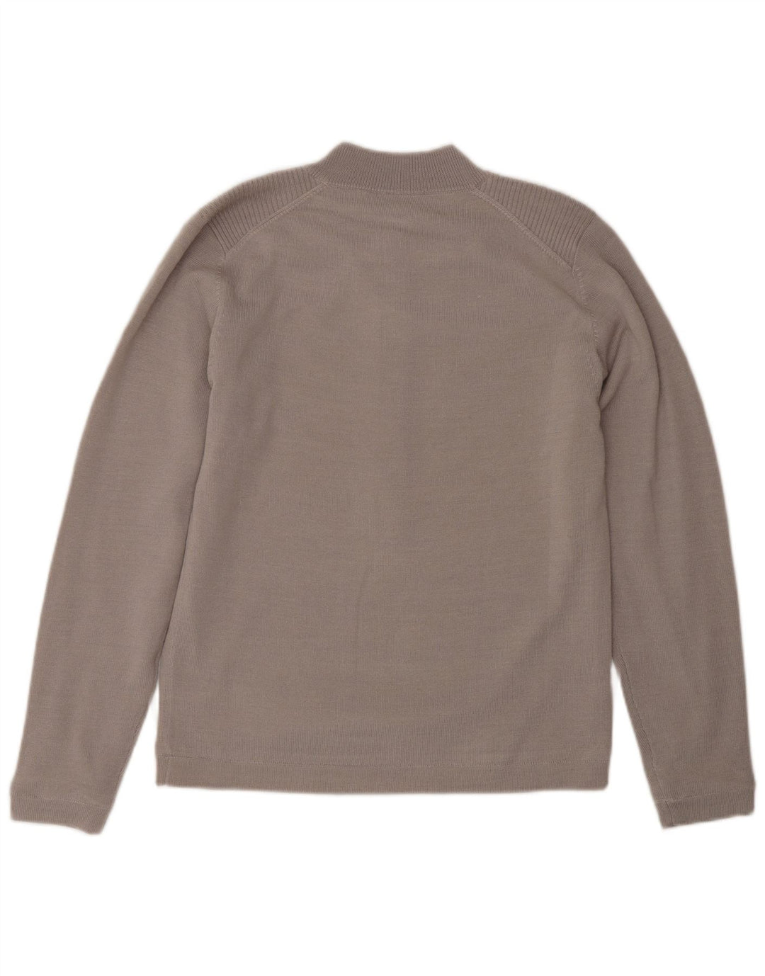 CALVIN KLEIN Dame Golf Zip Neck Jumper Sweater UK 10 Small Beige Uld