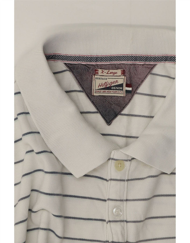 Tommy Hilfiger Herre poloshirt XL Hvidstribet