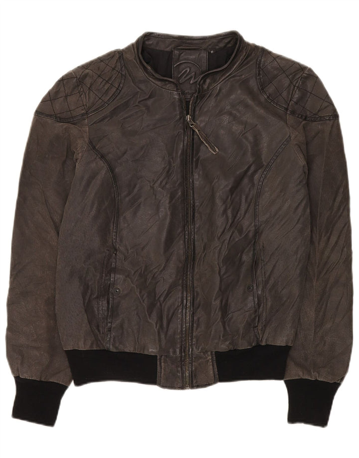 MAZE Herre Ruskind Bomber Jacket UK 38 Medium Grey Læder