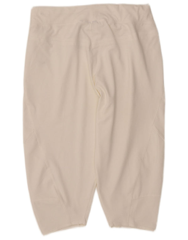 Nike Dame Dri Fit Capri Træningsdragt Bukser UK 14/16 Large White Polyester