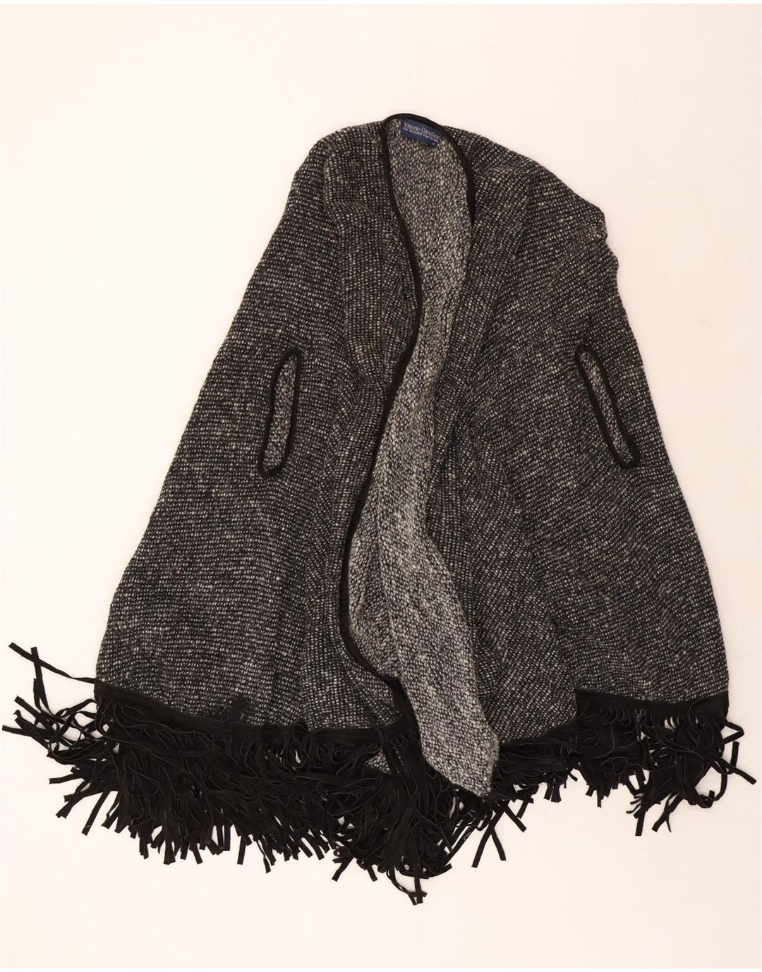 Vintage Dame Poncho Cardigan Sweater UK 22 3XL Grå