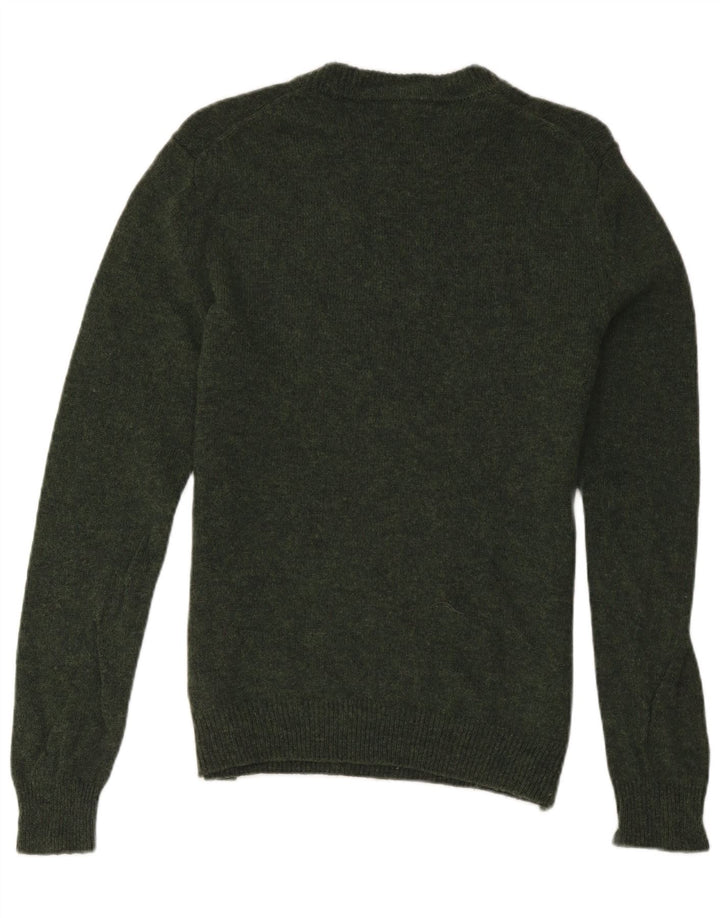 Farah Mens Crew Neck Jumper Sweater Medium Green Lambswool