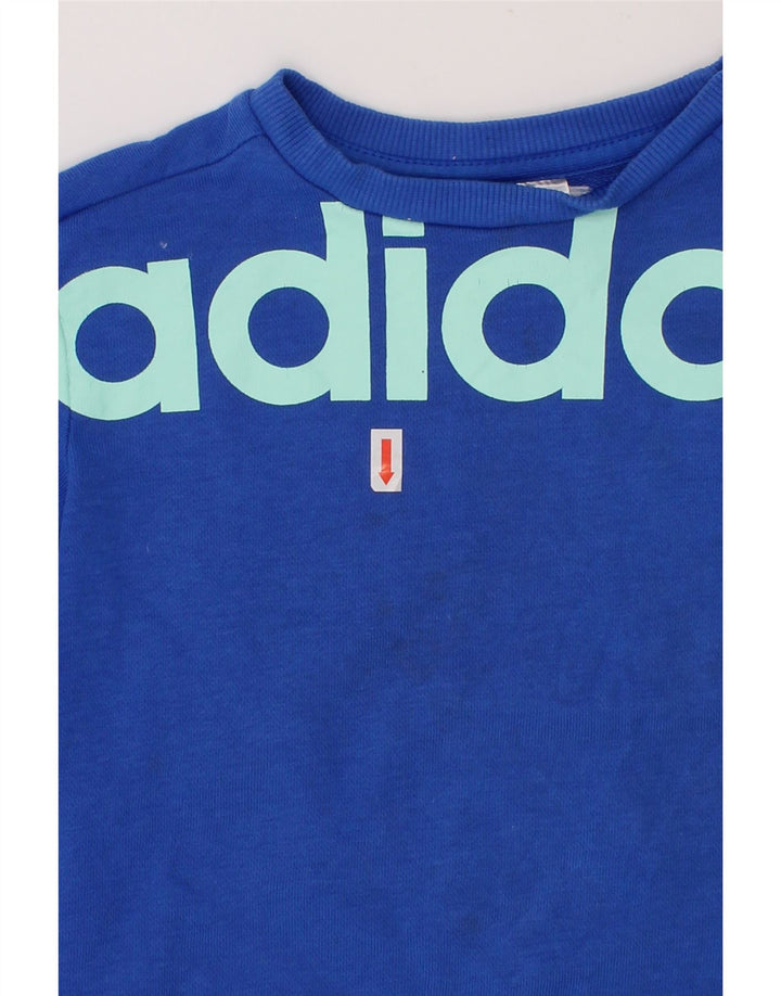 ADIDAS Boys Graphic Sweatshirt Jumper 3-4 Years Navy Blue Cotton Vintage Adidas and Second-Hand Adidas from Messina Hembry 
