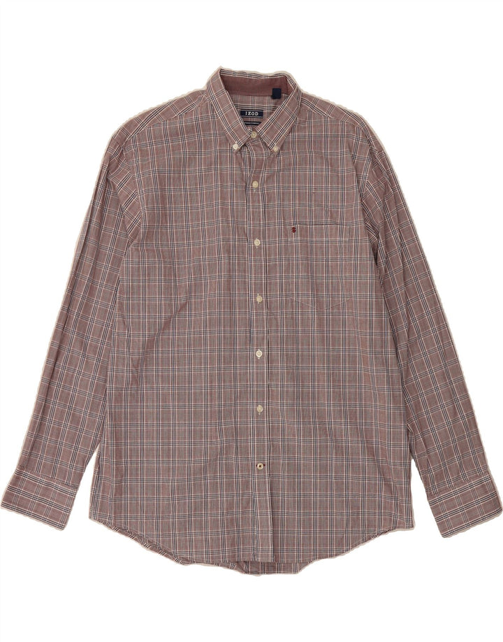 IZOD Mens Shirt Large Brown Check Cotton Vintage Izod and Second-Hand Izod from Messina Hembry 