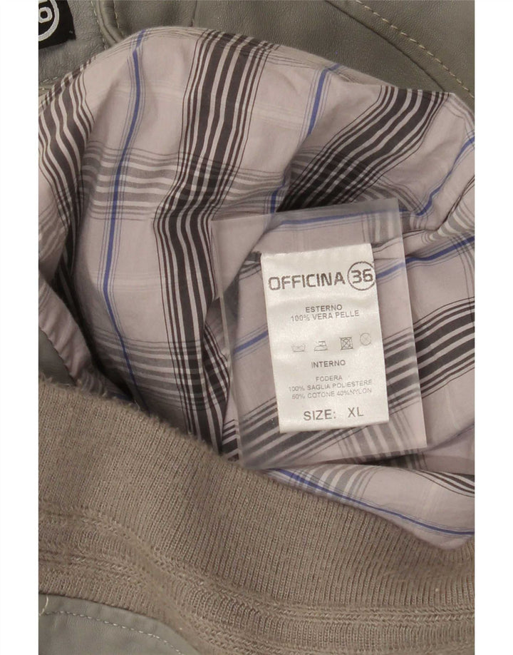 Officina 36 Herre Bomber Læderjakke UK 42 XL Grå