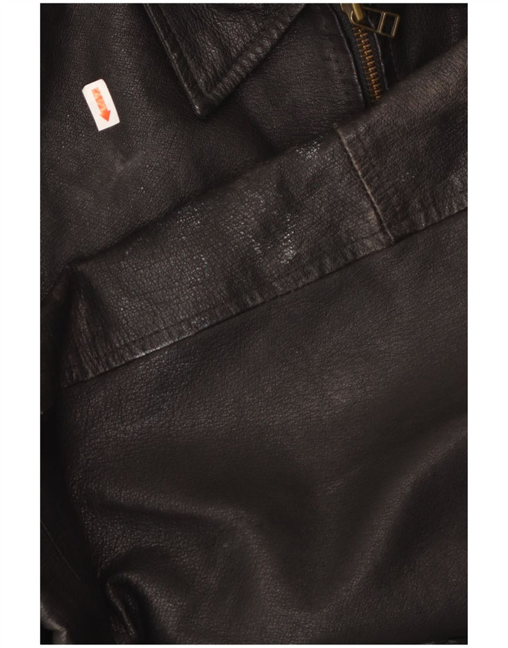 MILAN Herre Læderjakke UK 40 Stor Sort Læder