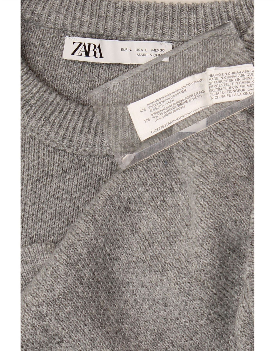 Zara Dame sweater med rund hals DK 16 Stor grå polyamid