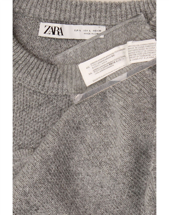 Zara Dame sweater med rund hals DK 16 Stor grå polyamid