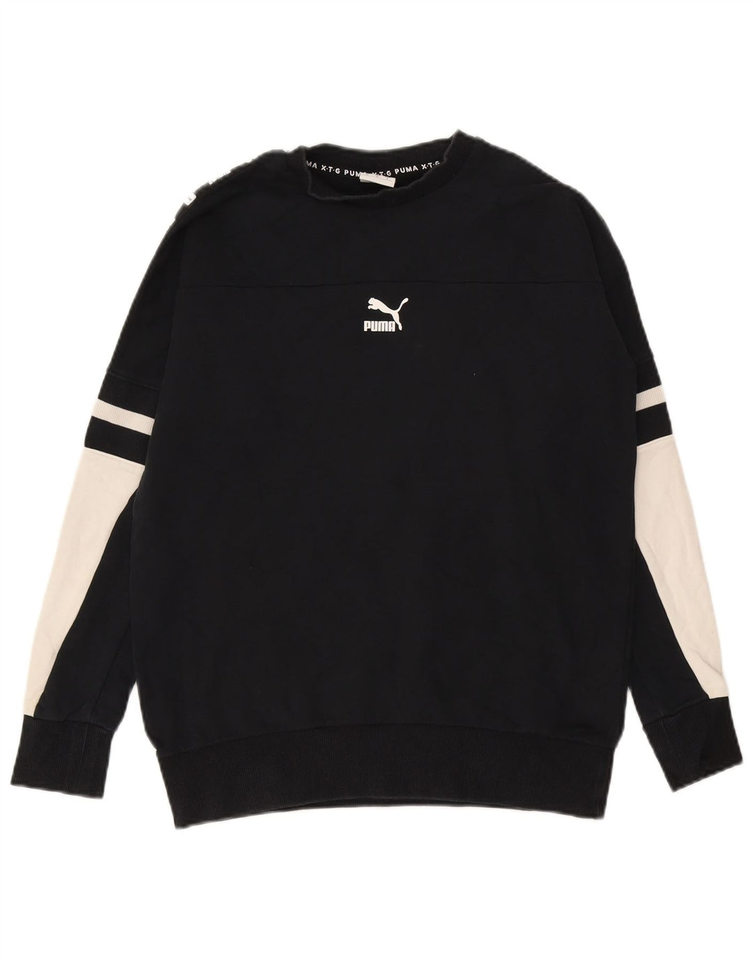 Puma Herre Grafisk Sweatshirt Jumper Lille Sort Colourblock Bomuld