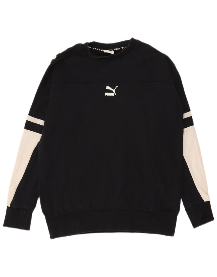 Puma Herre Grafisk Sweatshirt Jumper Lille Sort Colourblock Bomuld