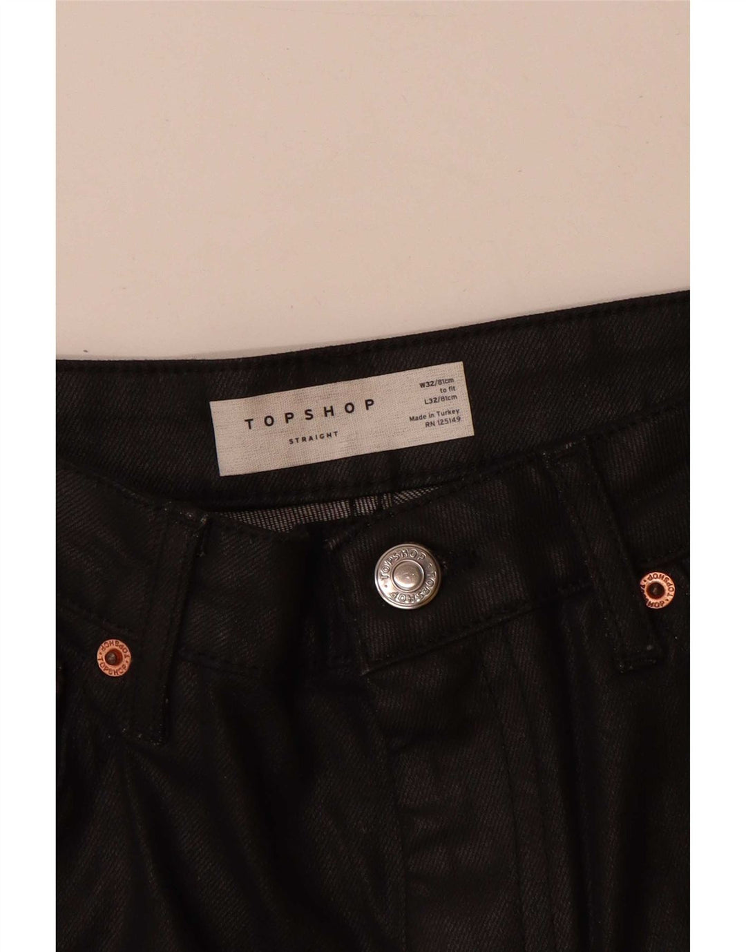 Topshop Dame Straight Jeans W32 L27 Sort Bomuld