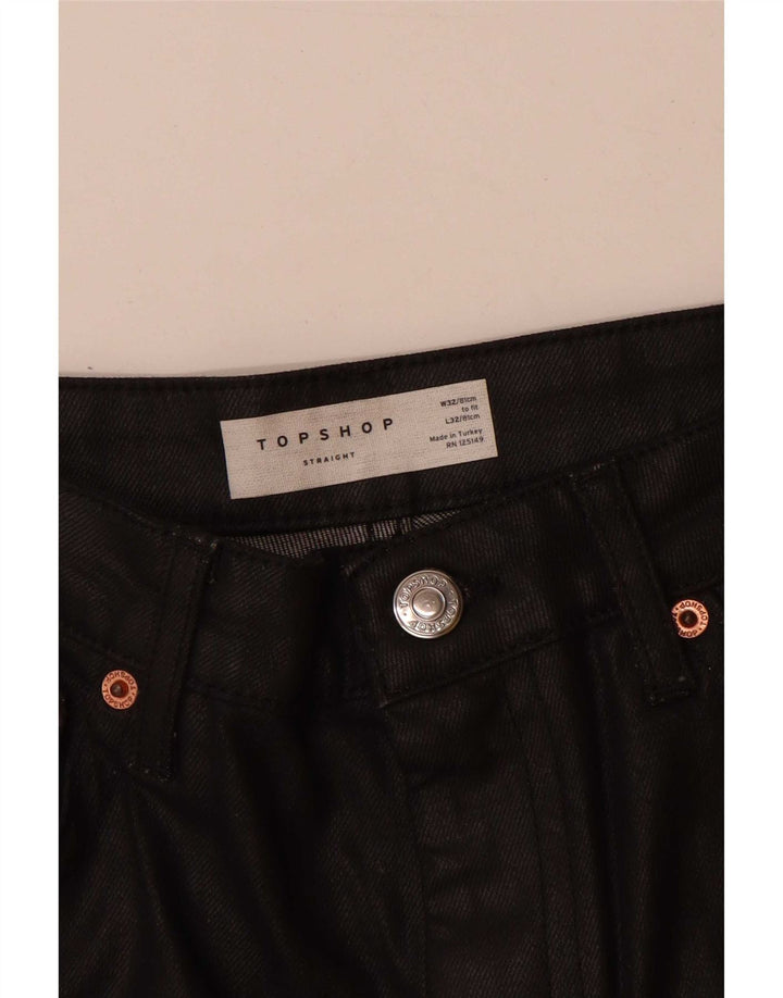 Topshop Dame Straight Jeans W32 L27 Sort Bomuld