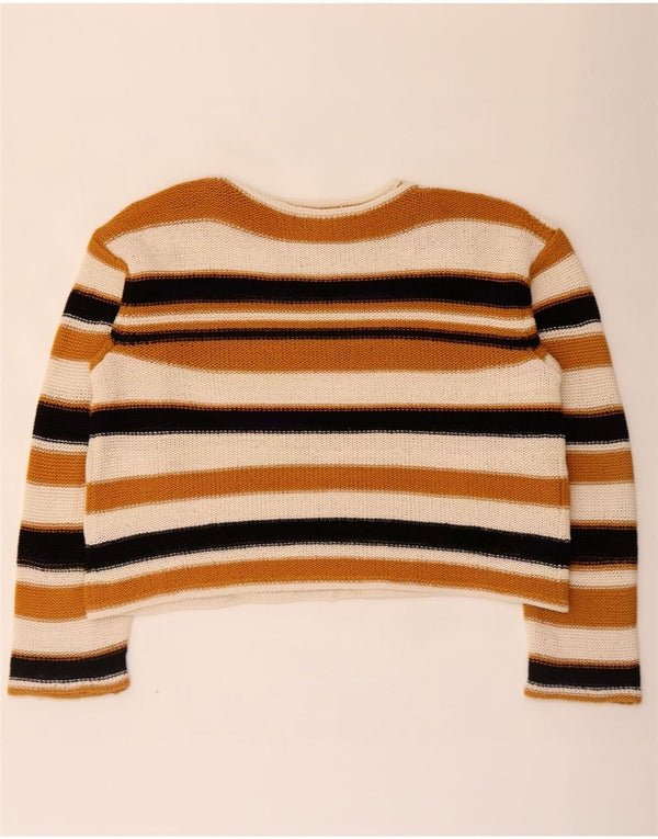 Zara Womens Crop Boat Neck Jumper Sweater UK 10 Small Multicolored Striped