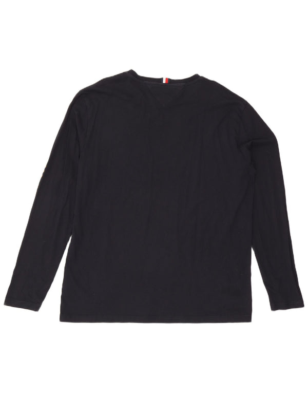 Tommy Hilfiger Herre høj grafisk top langærmet 2XL marineblå bomuld
