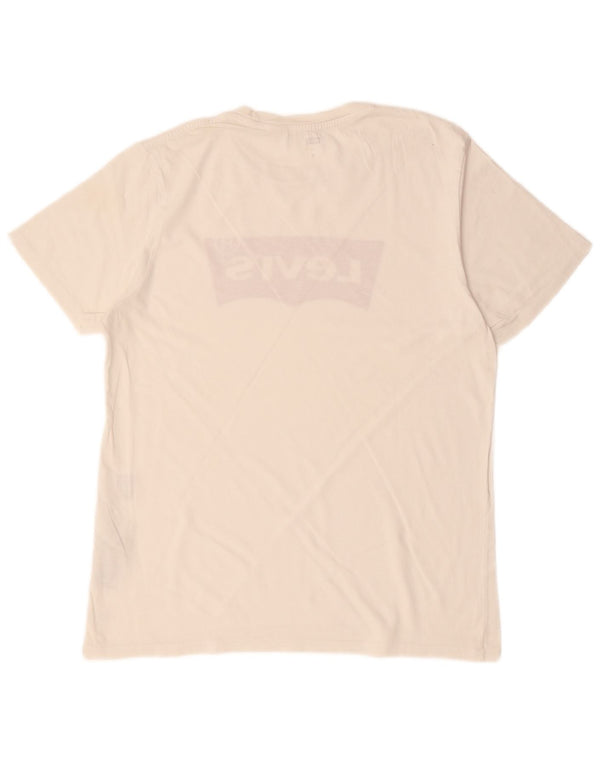 LEVI'S Herre grafisk T-shirt Top Medium Off White Bomuld