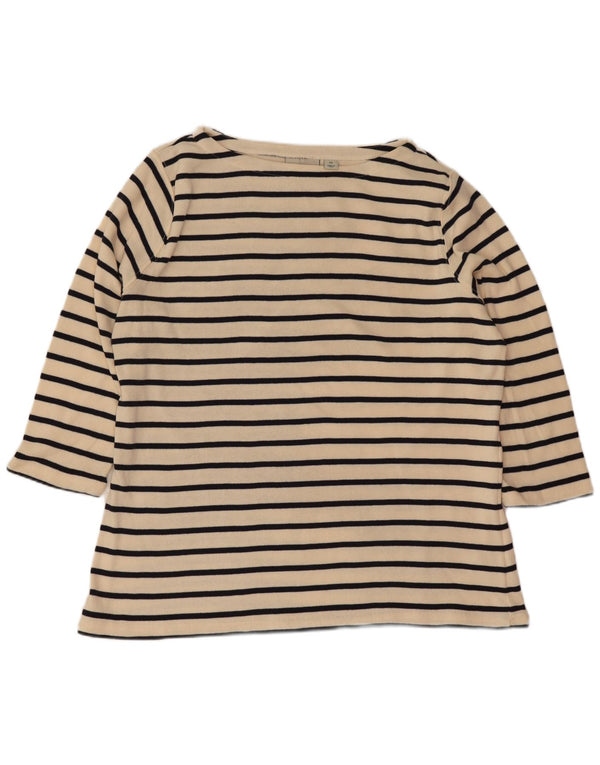 L.L.Bean Dame Top 3/4 ærmer UK 18 XL Off White Stribet bomuld Nautical