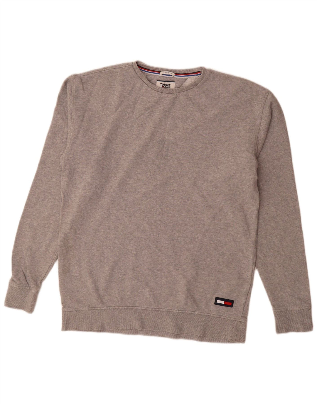 Tommy Hilfiger Herre Relaxed Fit Sweatshirt Jumper Small Grå Flecked Bomuld