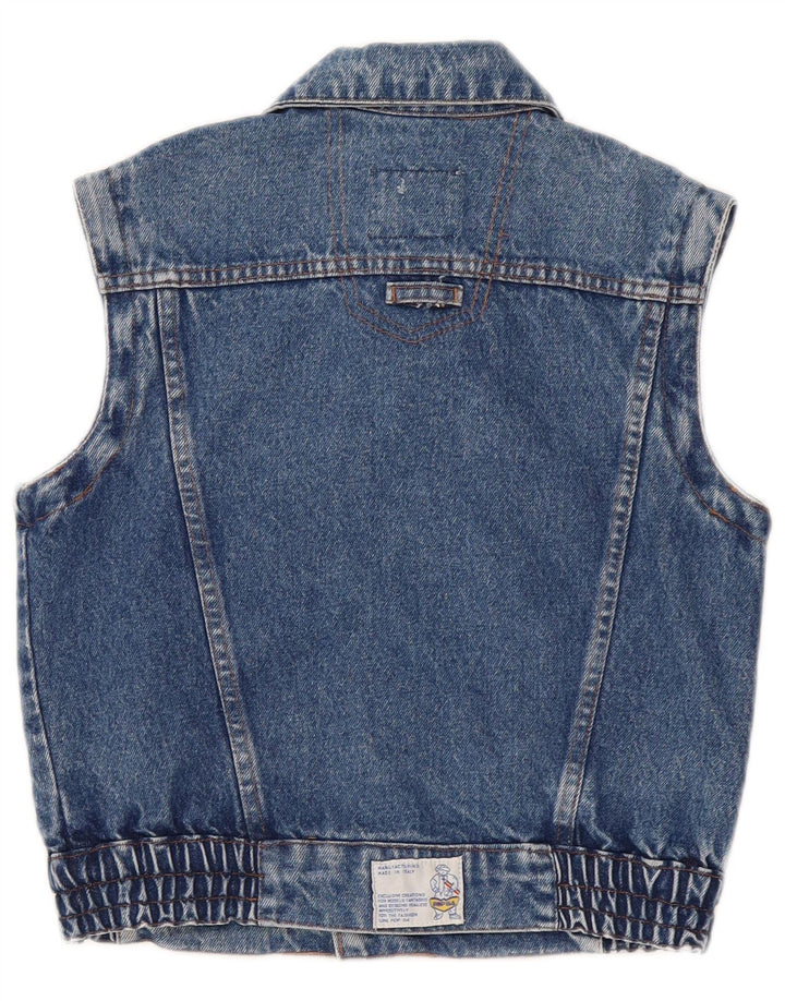 POP 84 Dame Crop Denim Gilet UK 2 2XS Blå