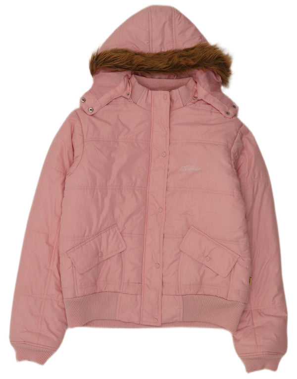 Buffalo Womens Hooded Padded Jacket UK 14 Large Pink Polyester