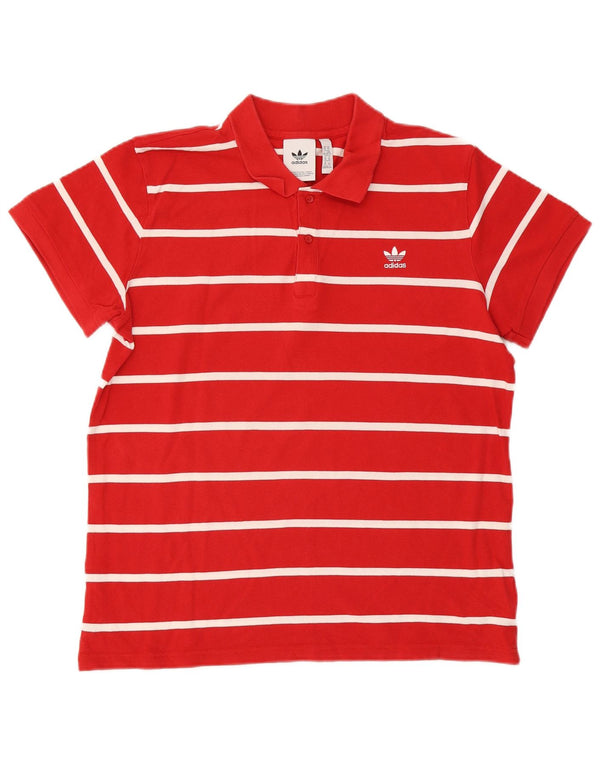 Adidas herre poloshirt XL rødstribet bomuld