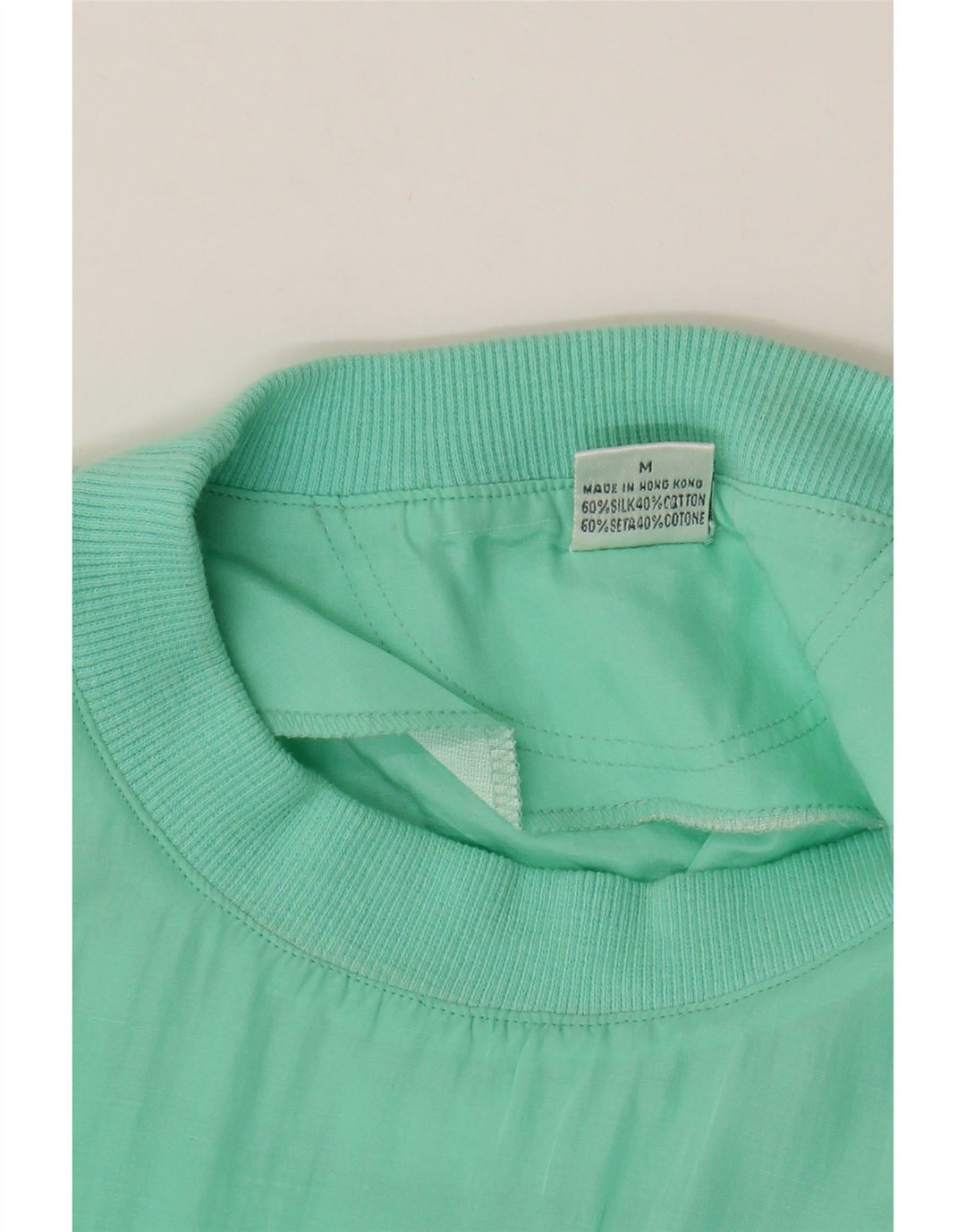 VINTAGE Herre T-Shirt Top Medium Turkis Silke