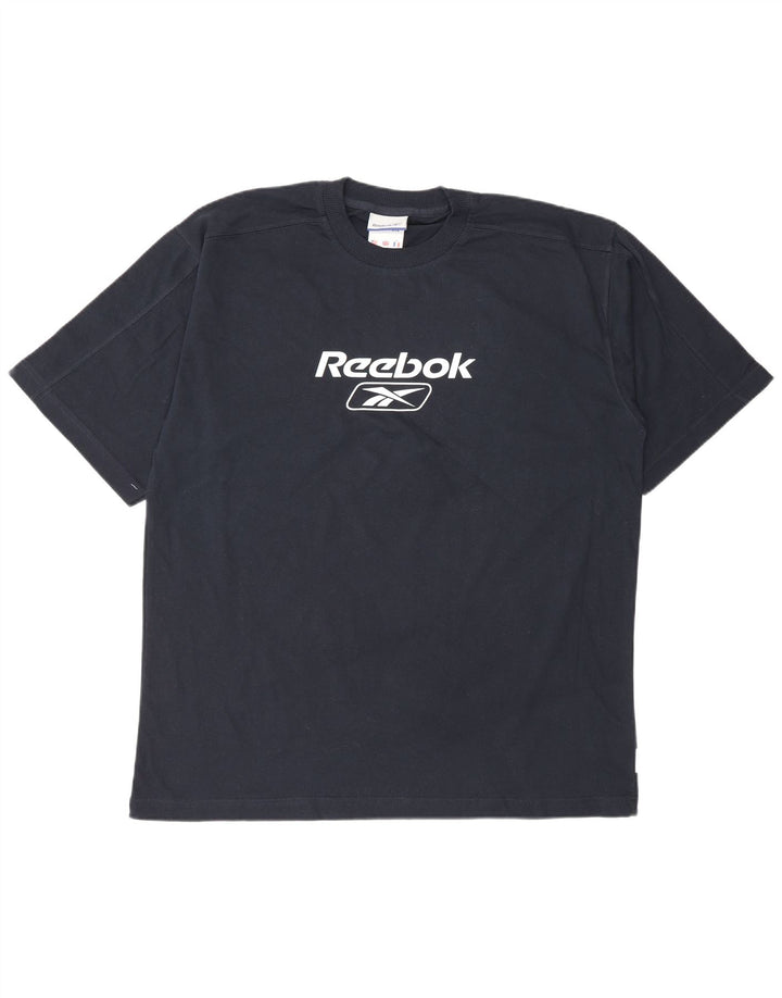 Reebok Herre grafisk T-shirt Top Stor marineblå bomuld