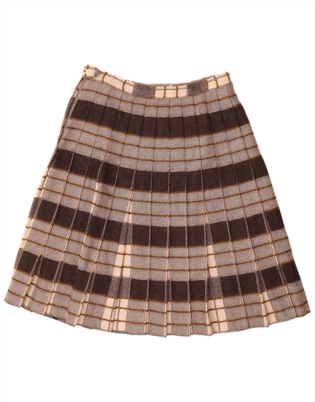 Vintage plisseret A-line nederdel til kvinder W26 lille grå plaid