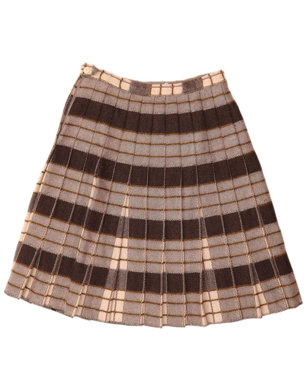 Vintage plisseret A-line nederdel til kvinder W26 lille grå plaid