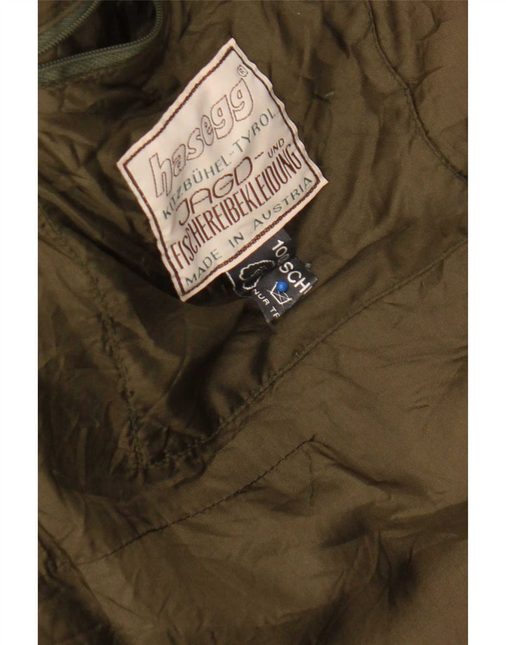Vintage Herre Quiltet Gilet UK 40 Stor Khaki Virgin Wool