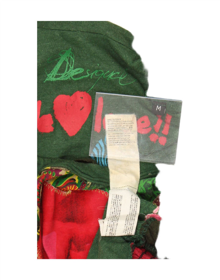 Desigual Dame Grafisk Top Langærmet UK 14 Medium Grøn Bomuld