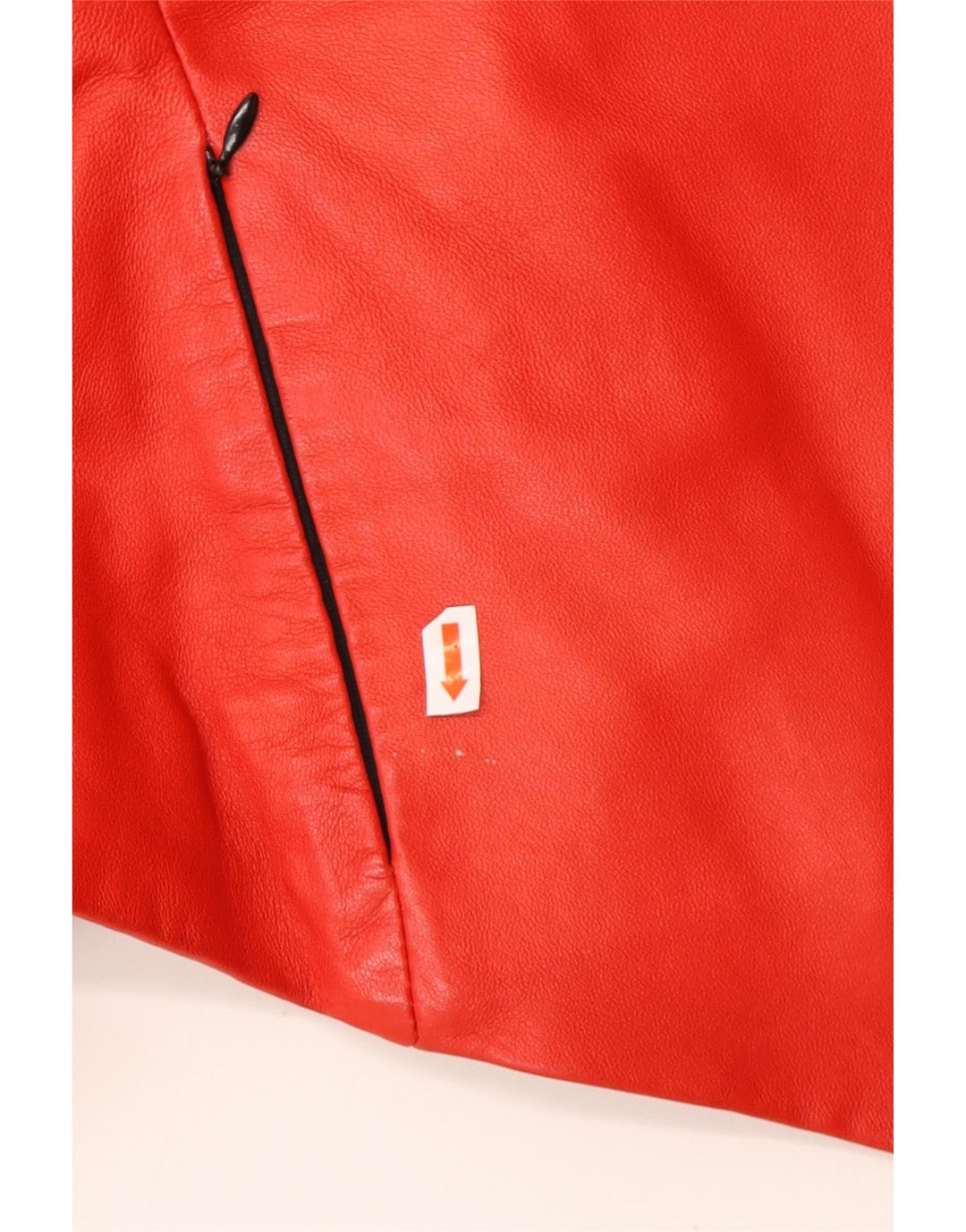 VINTAGE asymmetrisk læderjakke med hætte til kvinder UK 16 Stort rødt læder